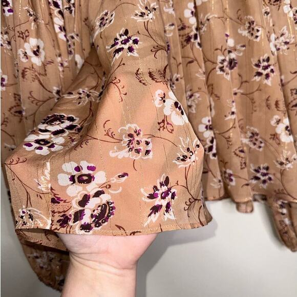 Ulla Johnson Arnoux Blouse in Cafe Peach/Tan Silk Blend Size 4 Ballon Sleeves - Picture 5 of 11